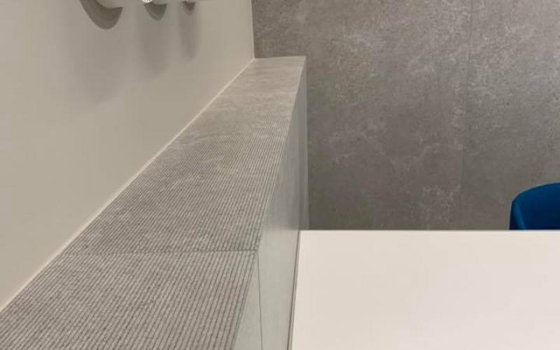 Office: porcelain stoneware floor and wall tiles