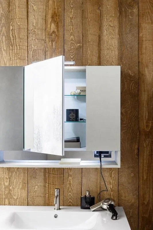 Specchio Bagno 80x60 Cm Cornice Ripiano Illuminato | Kamalu - Foto 8