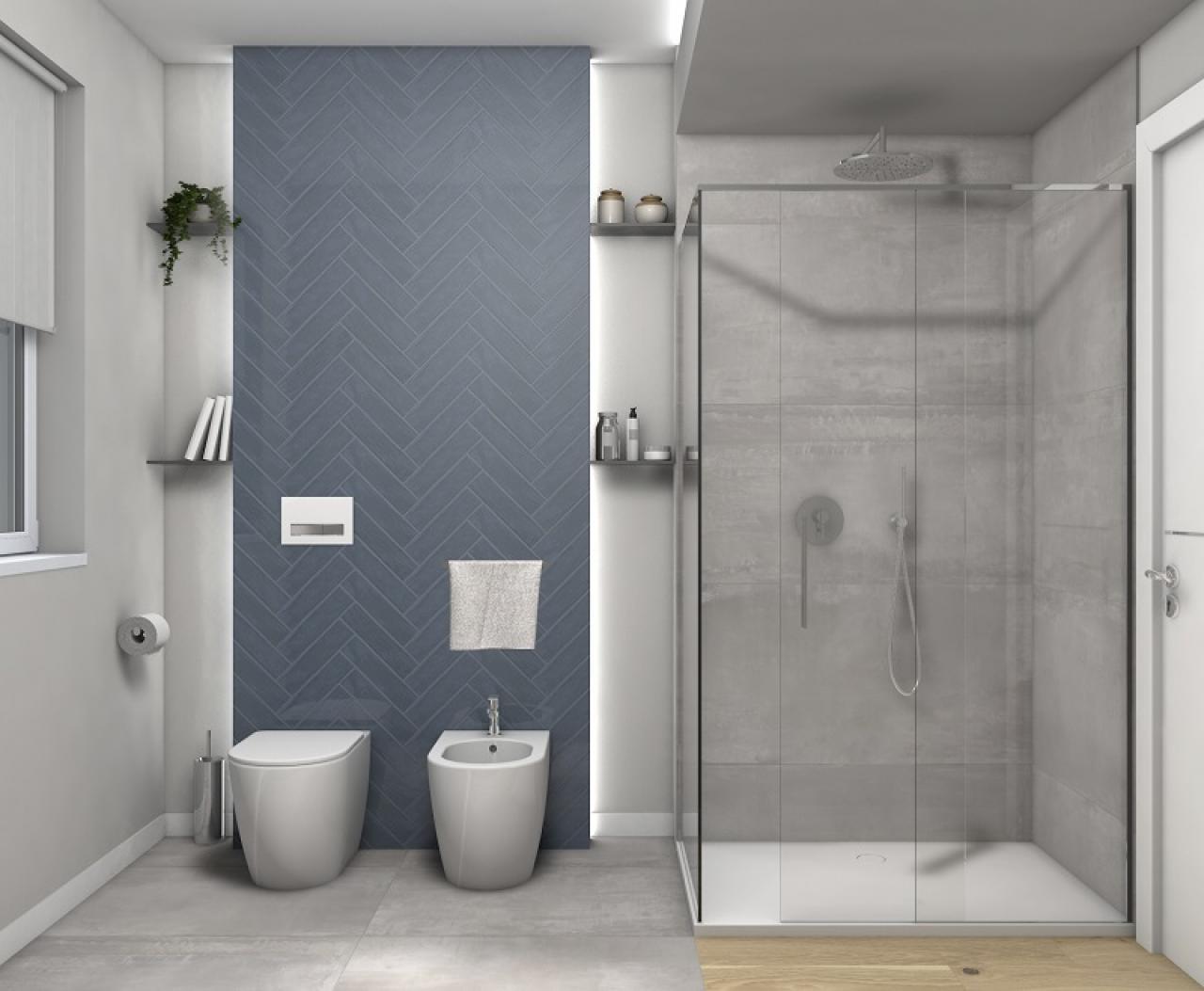 Un bagno moderno con la placca pulsante wc geberit sigma 50