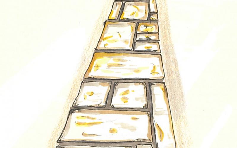 Pavimento con pietre squadrate su vialetto di ingresso Giapponese