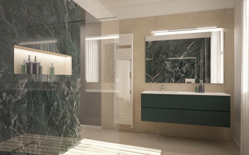 bagno piastrelle effetto marmo verde Vicenza
