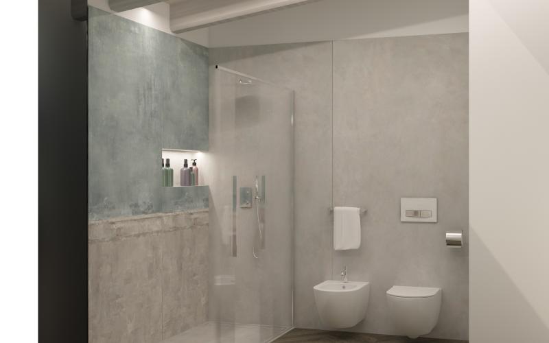 Progetto di un bagno in mansarda a Vicenza
