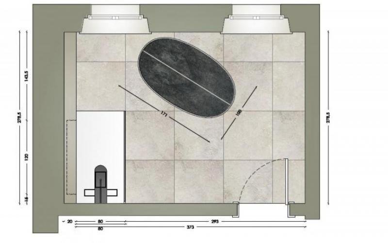 Disegno del progetto di ristrutturazione di un bagno a Verona