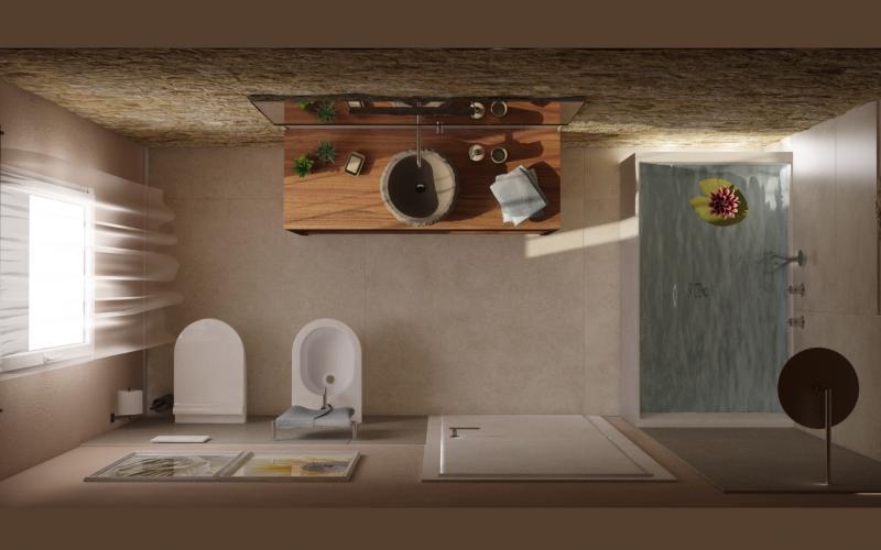 Progetto bagno wellness con rivestimento in pietra Vicenza