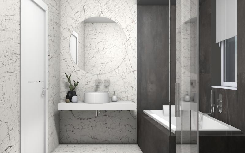 Progetto bagno nero e bianco moderno Vicenza