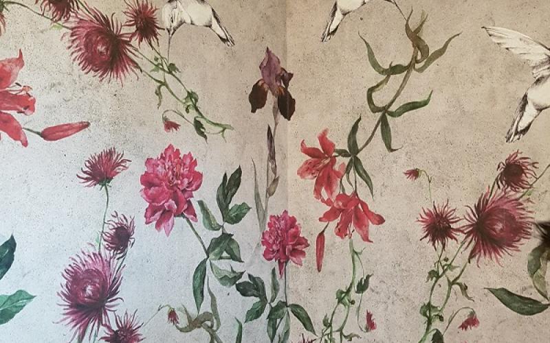 Floral wallpaper bathroom wall covering Vicenza shop Verona