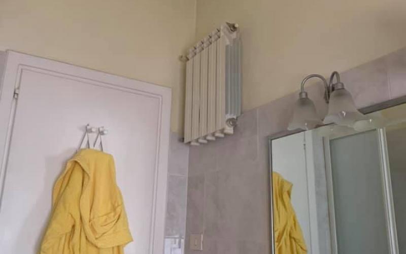 Strange decorative radiator in a bathroom