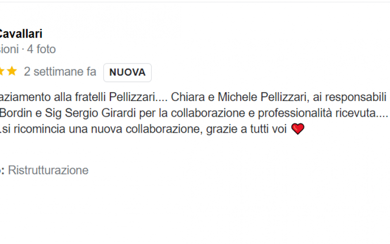 Pellizzari Fratelli Arzignano, opinioni su Chiara Pellizzari