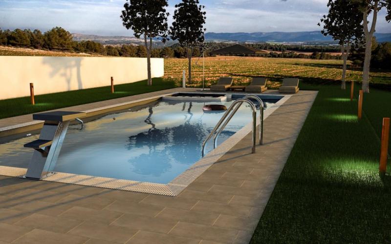 Render of outdoor in-ground swimming pool vicenza external floor