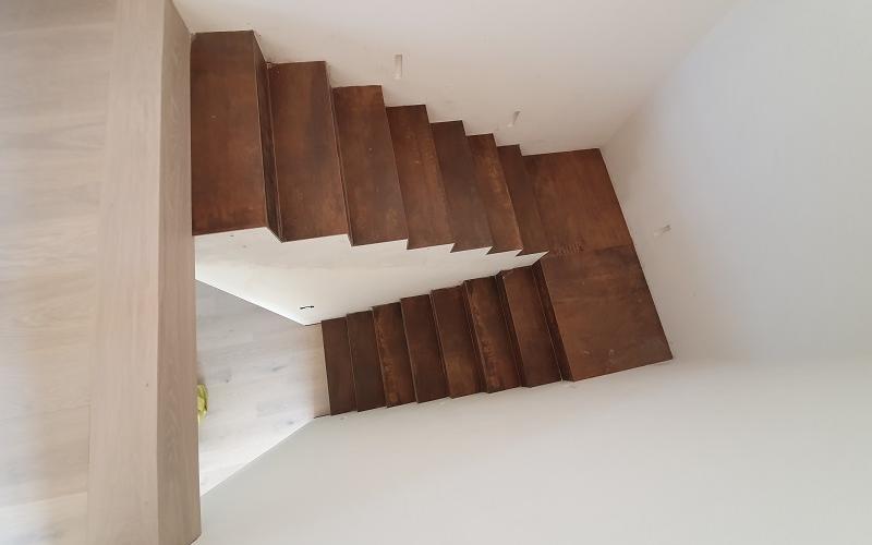 internal staircase in corten effect tiles Vicenza