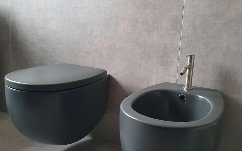 Modern design black bathroom WC and bidet in Vicenza