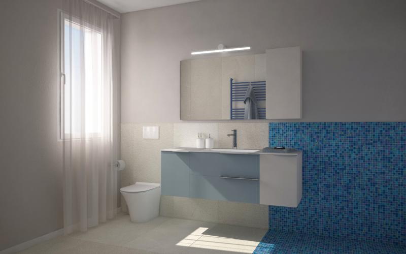 Progetto bagno con  mobile azzurro Vicenza