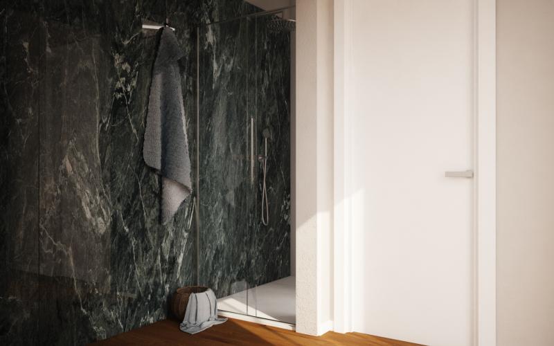 Progetto bagno con doccia scura moderna Verona