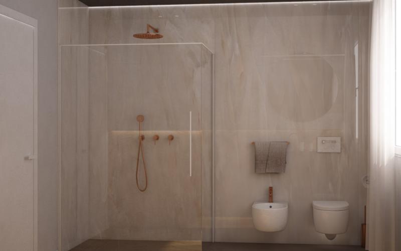 Bagno moderno con gres effetto marmo Vicenza