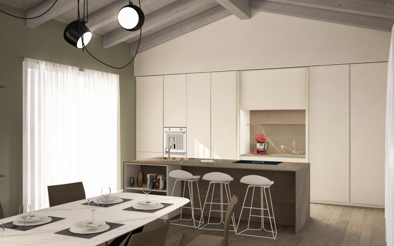 Render cucina moderna casa a Vicenza
