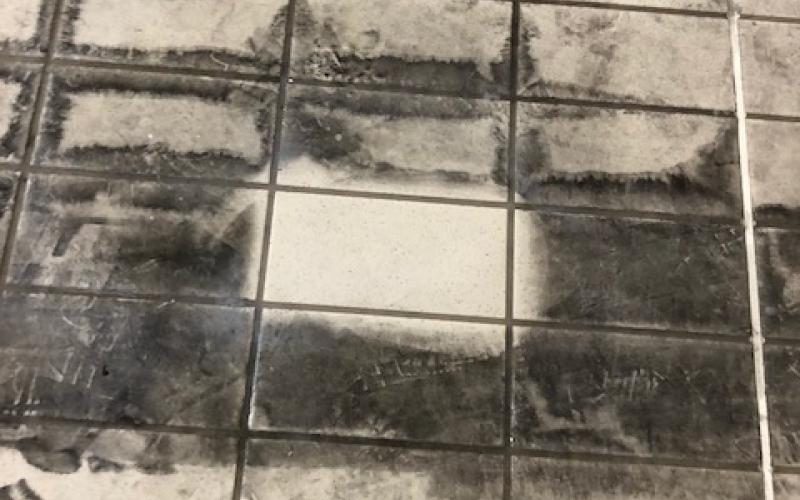 stains on a tiled floor