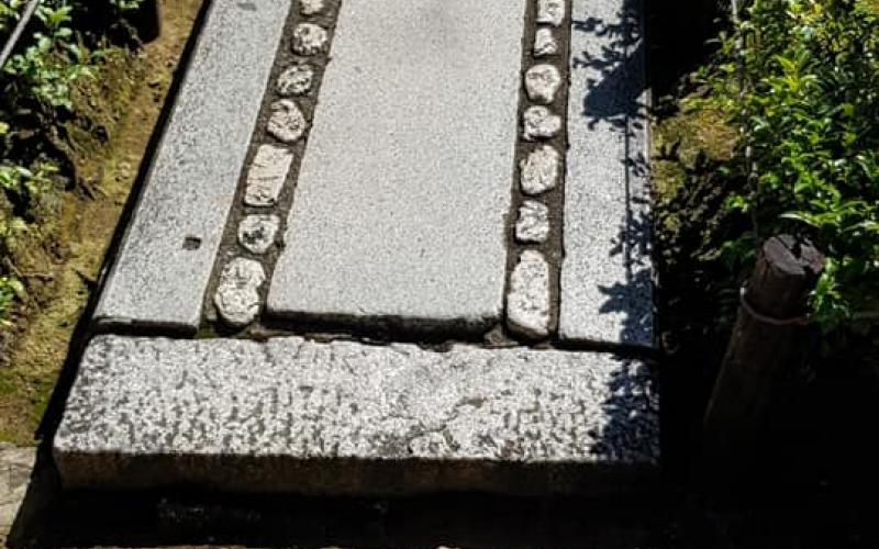 Vialetto in pietra contornato con una fila di ciottoli