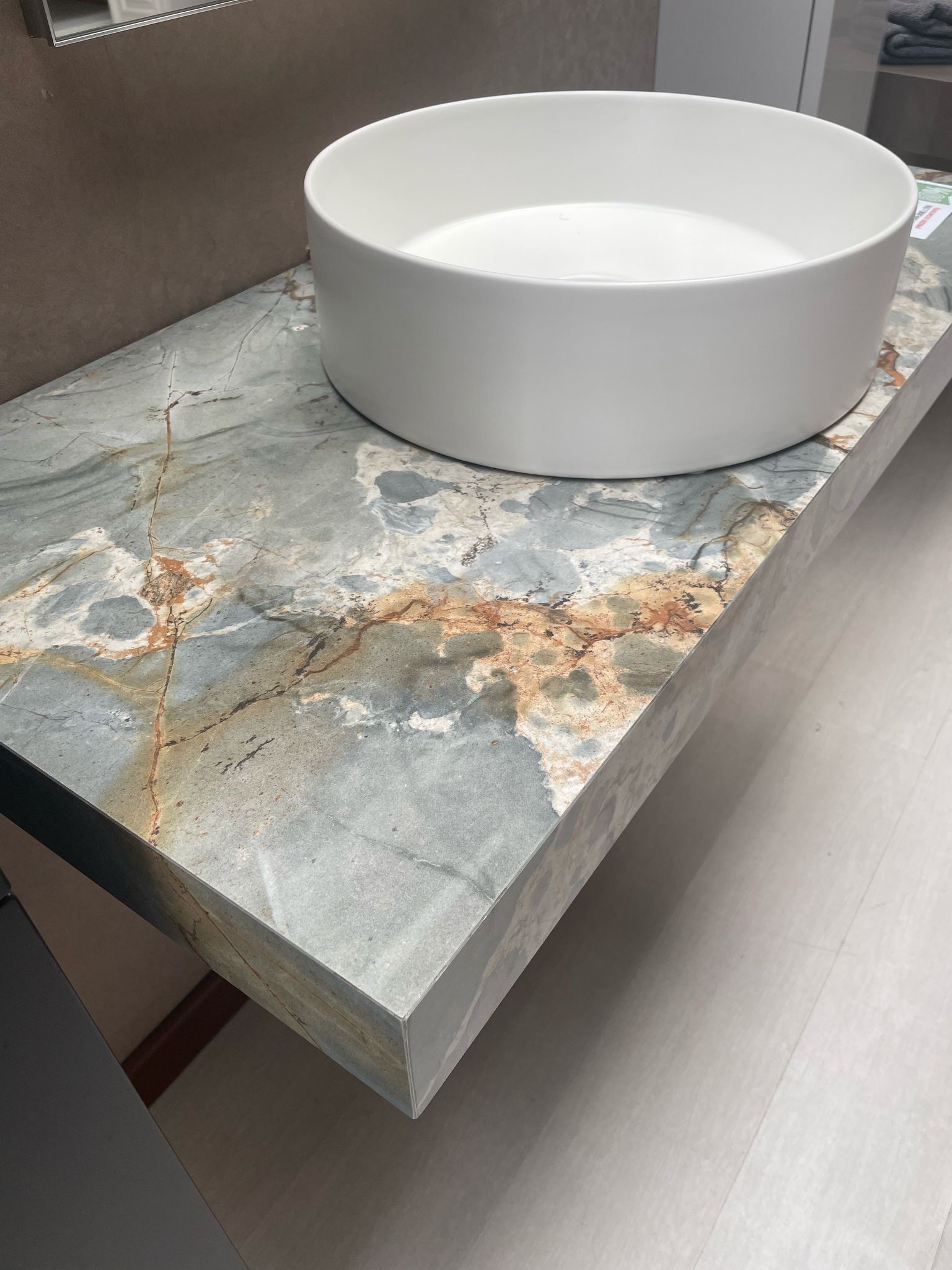 mensola gres effetto marmo azzurro