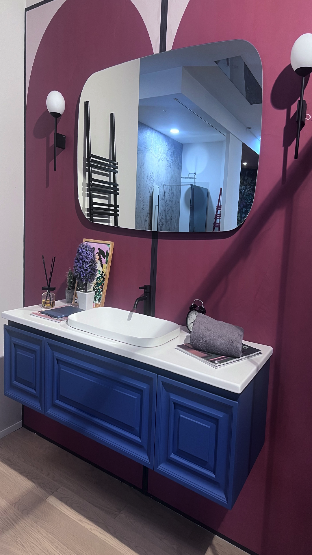 mobile bagno sospeso blu classico prezzo outlet