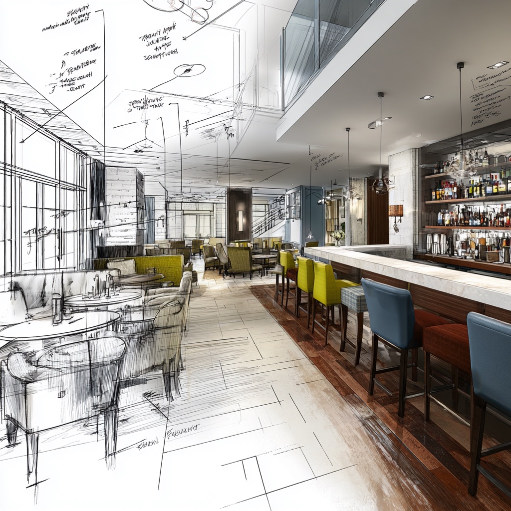 Pavimenti per bar, progetto