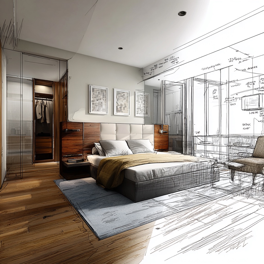 Pavimenti per le camere da letto, progetto e foto