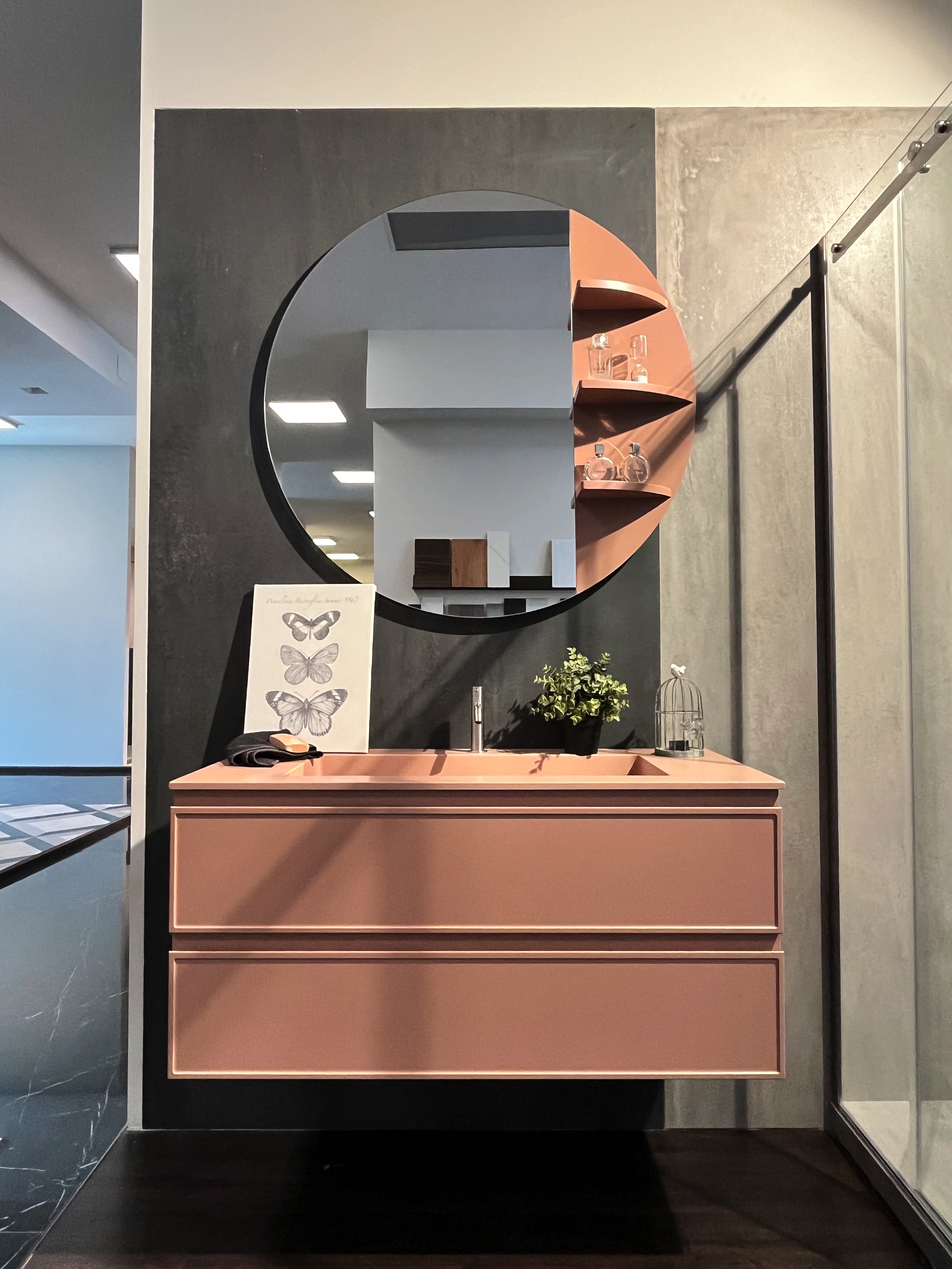 mobile bagno rosa specchio prezzo outlet