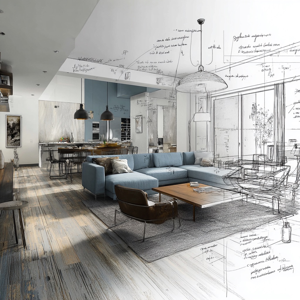 Open space moderno progetto e foto