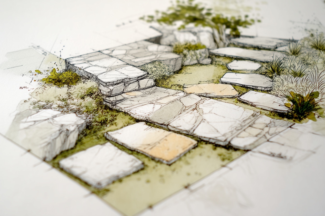 Posa pietre a secco in giardino