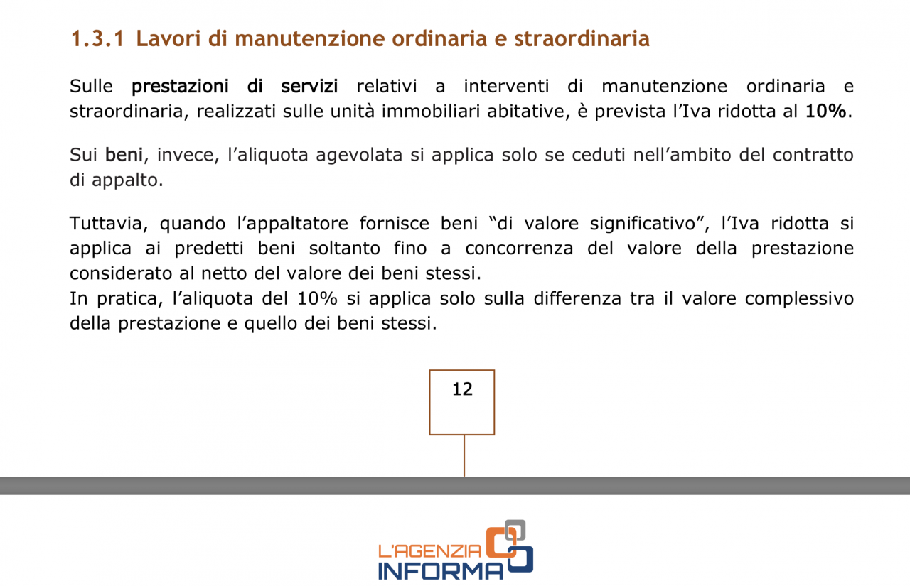 Iva su pavimenti appalto 10%