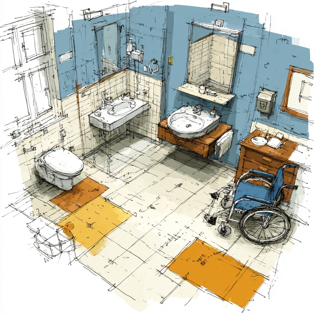 progetto con misure per bagno disabili