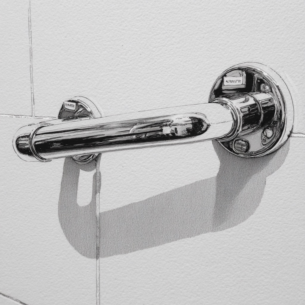 disegno di maniglione per disabili in bagno